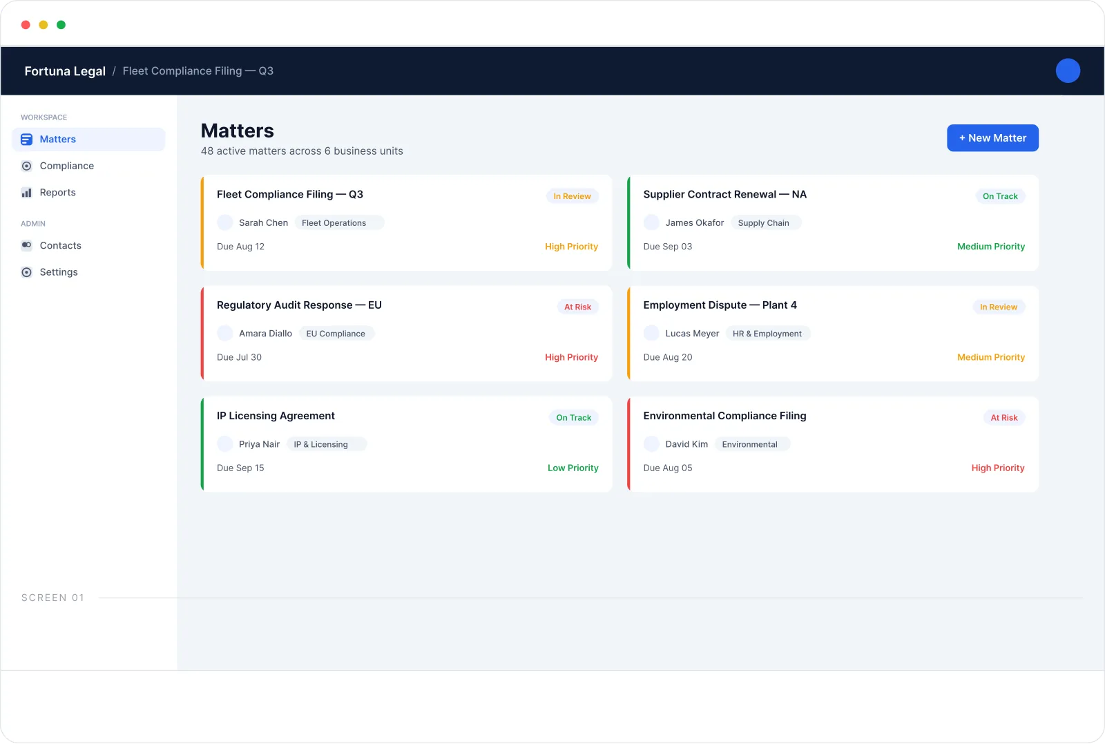 Matter Dashboard - Fortuna